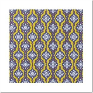 Abstract ikat floral pattern Posters and Art